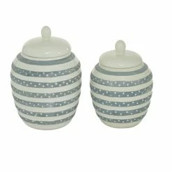 Buy 🎁 Grayson Lane White Ceramic Decorative Jars - Set of 2 ❤️ -GRAYSON LANE Sales 2022 330859626 AlternateImage4 l