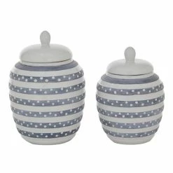 Buy 🎁 Grayson Lane White Ceramic Decorative Jars - Set of 2 ❤️