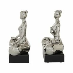 Cheap 👍 Grayson Lane Silver Porcelain Yoga Sculptures - Set of 2 ❤️ -GRAYSON LANE Sales 2022 330859634 AlternateImage3 l