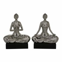 Cheap 👍 Grayson Lane Silver Porcelain Yoga Sculptures - Set of 2 ❤️