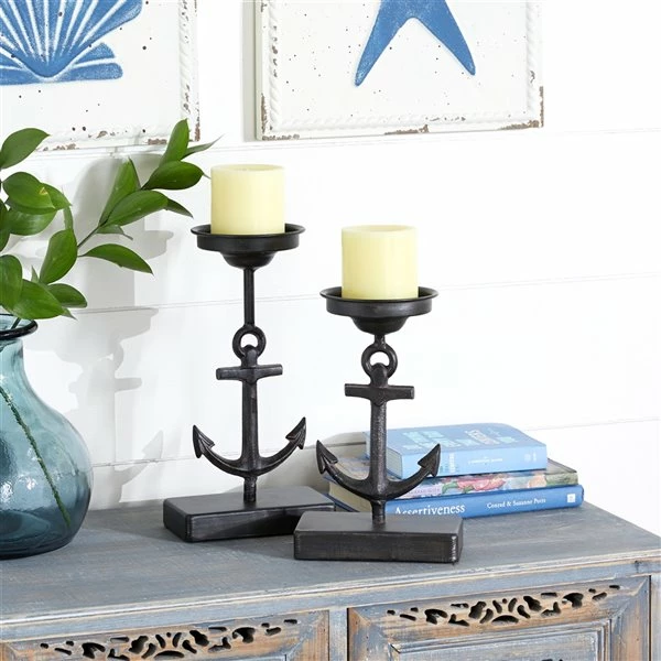 Outlet ๐ Grayson Lane Coastal Black Metal Pillar Candle Holder - Set of 2 ๐ 2 Outlet ๐ Grayson Lane Coastal Black Metal Pillar Candle Holder - Set of 2 ๐ - Image 2