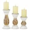 Coupon 👏 Grayson Lane Beige Wooden Pillar Candle Holder - Set of 3 🔥
