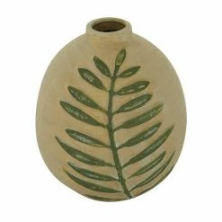 Flash Sale 😀 Grayson Lane Tan Coastal Ceramic Vase with Leaf 😀 -GRAYSON LANE Sales 2022 330859737 AlternateImage4 l