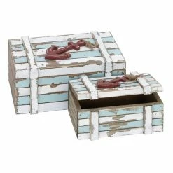 Hot Sale ❤️ Grayson Lane Aquamarine Wood Boxes - Set of 2 🥰