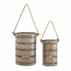 Cheapest 🎉 Grayson Lane Grey Metal Lantern Candle Holder - Set of 2 😉