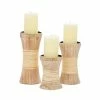 Buy 😉 Grayson Lane Brown Wooden Pillar Candle Holder - Set of 3 🎉