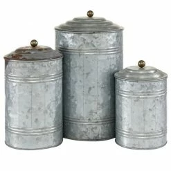 Best Sale 🥰 Grayson Lane Grey Metal Decorative Jars - Set of 3 😉 -GRAYSON LANE Sales 2022 330859799 AlternateImage4 l