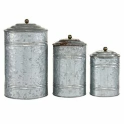 Best Sale 🥰 Grayson Lane Grey Metal Decorative Jars - Set of 3 😉