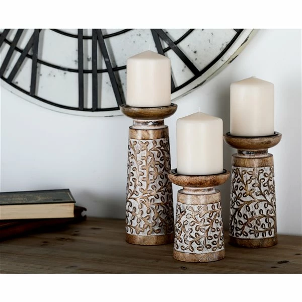 Best Sale 🧨 Grayson Lane Natural Mango Wood Pillar Candle Holder - Set of 3 🥰 2 Best Sale 🧨 Grayson Lane Natural Mango Wood Pillar Candle Holder - Set of 3 🥰 - Image 2