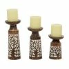 Best Sale 🧨 Grayson Lane Natural Mango Wood Pillar Candle Holder - Set of 3 🥰