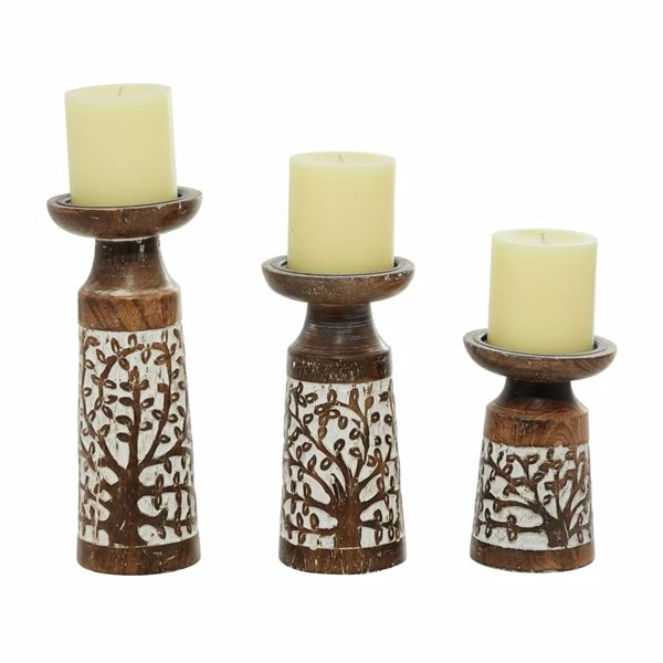 Best Sale 🧨 Grayson Lane Natural Mango Wood Pillar Candle Holder - Set of 3 🥰 1 Best Sale 🧨 Grayson Lane Natural Mango Wood Pillar Candle Holder - Set of 3 🥰