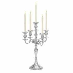 Outlet 😍 Grayson Lane 5-Candle Silver Aluminum Candelabra Candle Holder 🌟