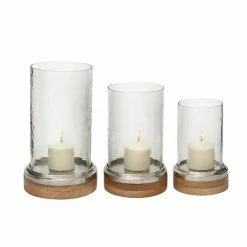 Cheap ⭐ Grayson Lane 1-Candle Glass Hurricane Candle Holder - Set of 3 😍