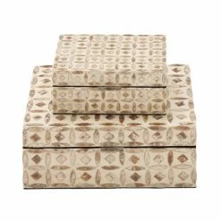 New 💯 Grayson Lane Beige Mother of Pearl Boxes - Set of 2 🧨