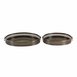 Buy 👍 Grayson Lane Traditional Brown Metal Trays - Set of 2 🥰 -GRAYSON LANE Sales 2022 330859884 AlternateImage4 l