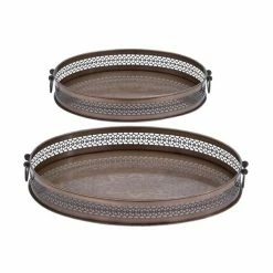 Buy 👍 Grayson Lane Traditional Brown Metal Trays - Set of 2 🥰