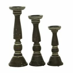 Best deal 💯 Grayson Lane Country Cottage Brown Wooden Pillar Candle Holder - Set of 3 🔔 -GRAYSON LANE Sales 2022 330859892 AlternateImage5 l