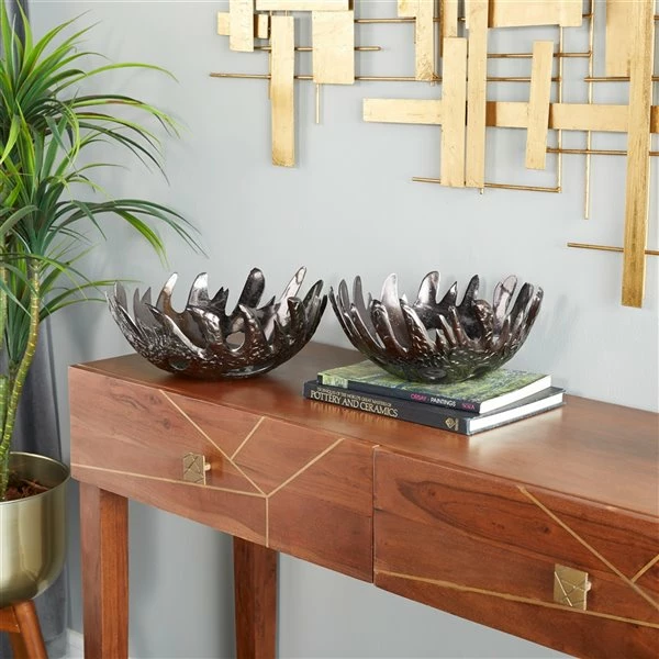 Hot Sale ๐ Grayson Lane Grey Aluminum Decorative Bowls - Set of 2 โญ 2 Hot Sale ๐ Grayson Lane Grey Aluminum Decorative Bowls - Set of 2 โญ - Image 2