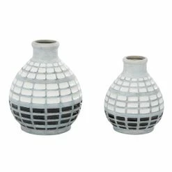 Budget 🧨 Grayson Lane Grey Ceramic Vases - Set of 2 ⌛ -GRAYSON LANE Sales 2022 330859901 AlternateImage4 l