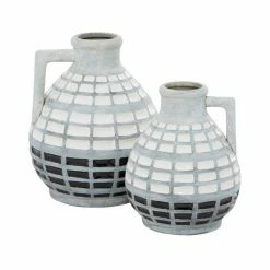 Budget 🧨 Grayson Lane Grey Ceramic Vases - Set of 2 ⌛