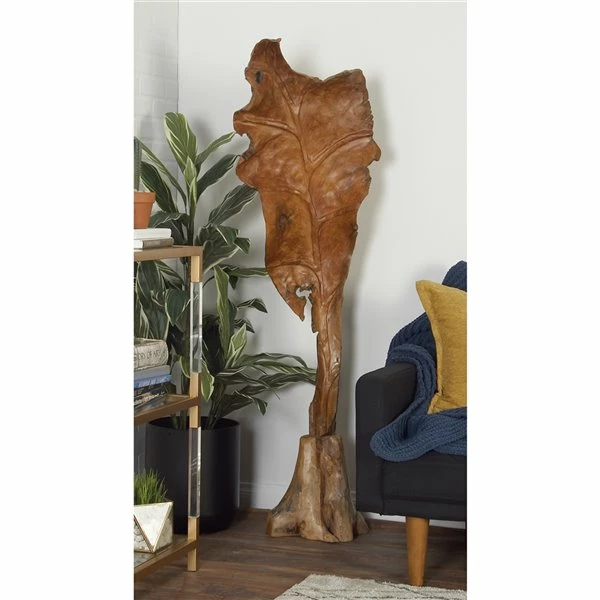 Cheapest 👏 Grayson Lane Brown Teak Wood Leaf Sculpture 😍 2 Cheapest 👏 Grayson Lane Brown Teak Wood Leaf Sculpture 😍 - Image 2