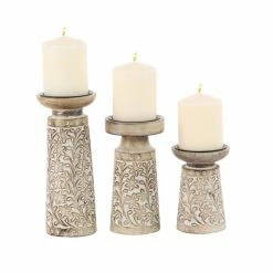 Deals 👏 Grayson Lane Mango Wood Pillar Candle Holder - Set of 3 👏