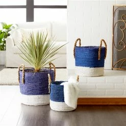 Cheapest 🎉 Grayson Lane Blue Sea Grass Storage Baskets - Set of 3 ⌛ -GRAYSON LANE Sales 2022 330859924 AlternateImage1 l