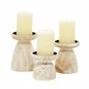 Deals ✔️ Grayson Lane Set of 3 Wooden Pillar Candle Holder ⌛