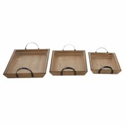 Cheap ⭐ Grayson Lane Coastal Brown Wood Trays - Set of 3 ✨ -GRAYSON LANE Sales 2022 330859937 AlternateImage4 l