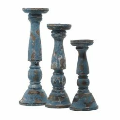 Best deal 🎉 Grayson Lane Blue Wooden Pillar Candle Holder - Set of 3 🎁 -GRAYSON LANE Sales 2022 330859952 AlternateImage5 l