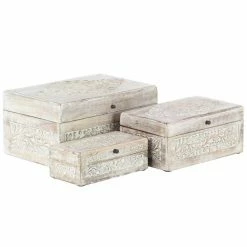 Wholesale 🔥 Grayson Lane Natural White Mango Wood Boxes - Set of 3 ⌛