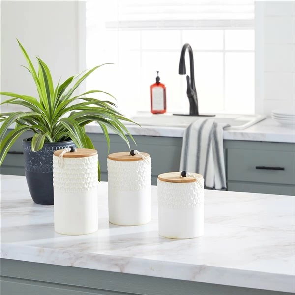 Best deal 🔥 Grayson Lane White Ceramic Decorative Jars - Set of 3 ⌛ 2 Best deal 🔥 Grayson Lane White Ceramic Decorative Jars - Set of 3 ⌛ - Image 2