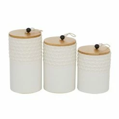 Best deal 🔥 Grayson Lane White Ceramic Decorative Jars - Set of 3 ⌛