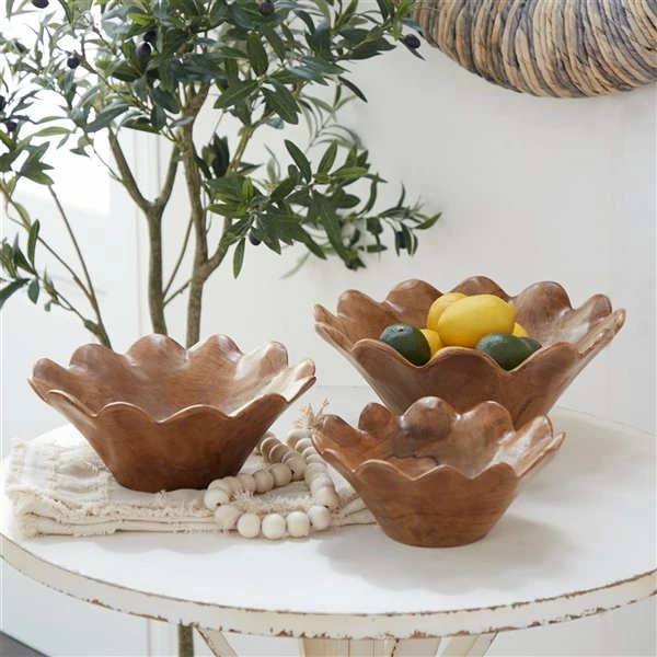 Hot Sale 🛒 Grayson Lane Brown Teak Wood Decorative Flower Bowls - Set of 3 🎉 2 Hot Sale 🛒 Grayson Lane Brown Teak Wood Decorative Flower Bowls - Set of 3 🎉 - Image 2