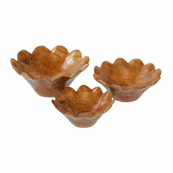 Hot Sale 🛒 Grayson Lane Brown Teak Wood Decorative Flower Bowls - Set of 3 🎉 1 Hot Sale 🛒 Grayson Lane Brown Teak Wood Decorative Flower Bowls - Set of 3 🎉