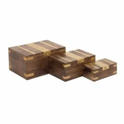 Best reviews of 👍 Grayson Lane Traditional Brown Mango Wood Boxes - Set of 3 🎁 -GRAYSON LANE Sales 2022 330859996 AlternateImage4 l