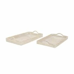 Cheap ✨ Grayson Lane Cream Wood Trays - Set of 2 😉