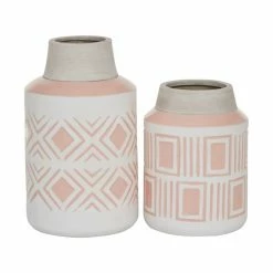 Budget 🛒 Grayson Lane White Stoneware Vase - Set of 2 ❤️