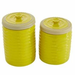 Best deal 🥰 Grayson Lane Yellow Ceramic Decorative Jars - Set of 2 🎉 -GRAYSON LANE Sales 2022 330860010 AlternateImage4 l
