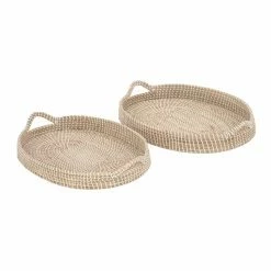 Best deal ⭐ Grayson Lane Brown Sea Grass Trays - Set of 2 🥰