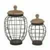 Best Pirce 🔥 Grayson Lane Black Metal Decorative Jars - Set of 2 ⭐