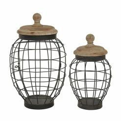 Best Pirce 🔥 Grayson Lane Black Metal Decorative Jars - Set of 2 ⭐