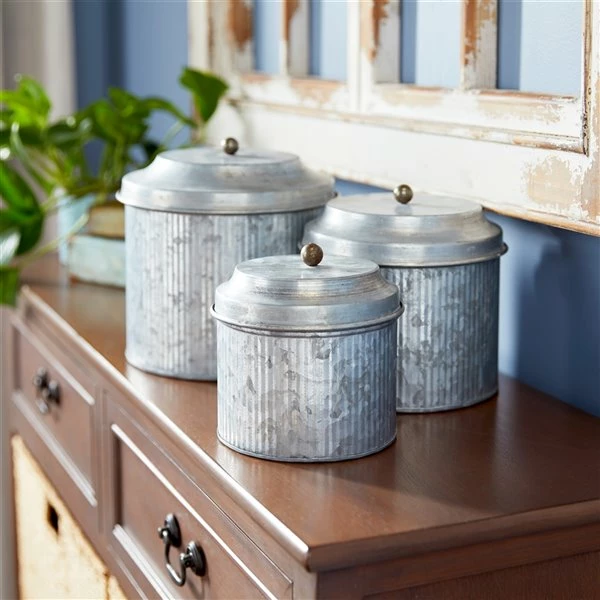 Budget ๐ Grayson Lane Silver Decorative Jars - Set of 3 ๐ 2 Budget ๐ Grayson Lane Silver Decorative Jars - Set of 3 ๐ - Image 2
