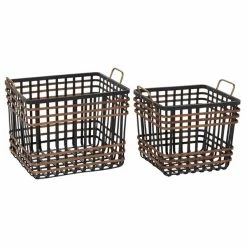 New 🥰 Grayson Lane Black Sea Grass Storage Baskets - Set of 2 🌟