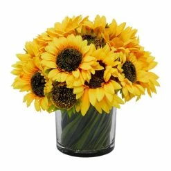 Promo ✔️ Grayson Lane 14-in x 14-in Natural Artificial Foliage - Yellow Plastic and Ceramic 🔥