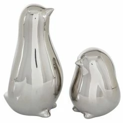 Best deal ⌛ Grayson Lane Set of 2 4-in, 7-in Silver Contemporary Bird Sculpture - Porcelain 👏
