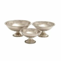 Buy ✨ Grayson Lane Set of 3 13-in, 12-in, 10-in Traditional Decorative Bowl - Silver Aluminum ✨