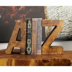 Cheap 💯 Grayson Lane Set of 2 8-in x 5-in Dark Brown Contemporary A Z Bookends - Mango Wood 😀 -GRAYSON LANE Sales 2022 330861423 AlternateImage1 l
