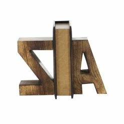 Cheap 💯 Grayson Lane Set of 2 8-in x 5-in Dark Brown Contemporary A Z Bookends - Mango Wood 😀 -GRAYSON LANE Sales 2022 330861423 AlternateImage4 l