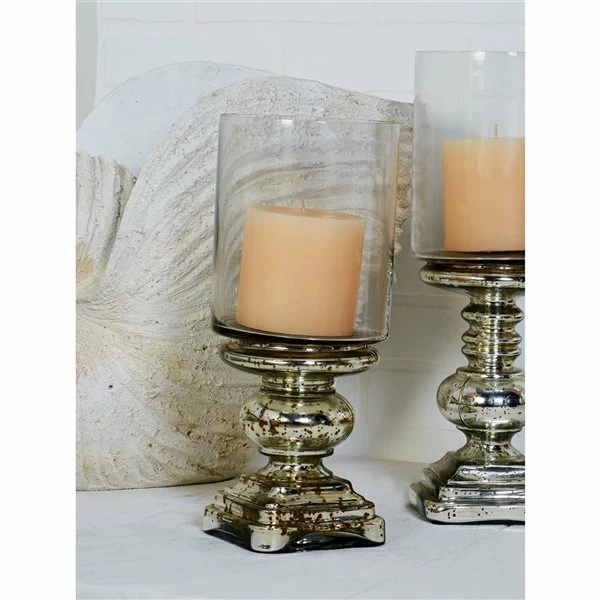 Wholesale 🔔 Grayson Lane 14-in x 6-in Traditional Candle Holder - Silver Glass 🎁 2 Wholesale 🔔 Grayson Lane 14-in x 6-in Traditional Candle Holder - Silver Glass 🎁 - Image 2